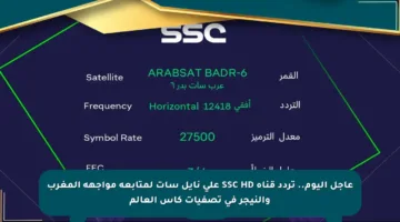 عاجل اليوم.. تردد قناة SSC HD على نايل سات لمتابعة مواجهة المغرب والنيجر في تصفيات كأس العالم